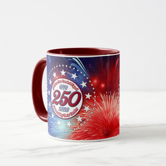 All Men Are Created Graphics Fireworks Clouds Wh Mug (Front Left)