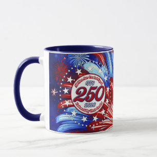 All Men Are Graphic Fireworks Red White Blue White Mug