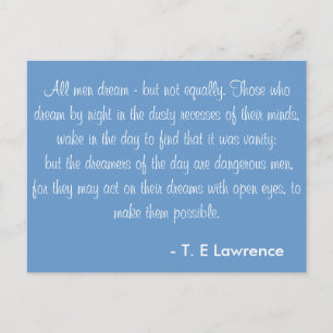 All men dream T. E Lawrence Postcard