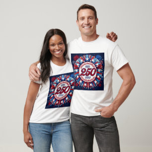 All Men Red White Blue Graphic Fireworks White T-Shirt