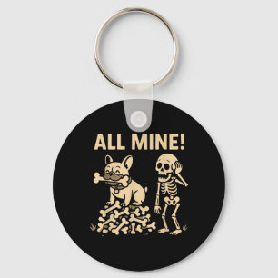 All Mine Halloween Dog Skeleton Bones Keychain