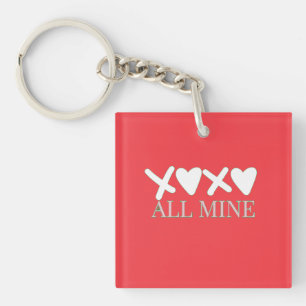 ALL MINE XOXO Valentine Shirt - Minimal Love Desig Keychain