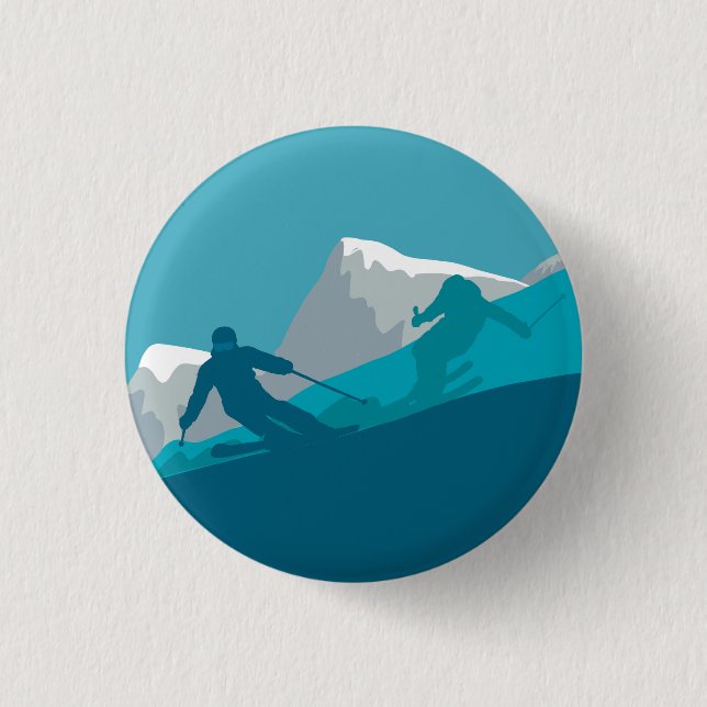 All Mountain Skiing   1 Inch Round Button (Front)