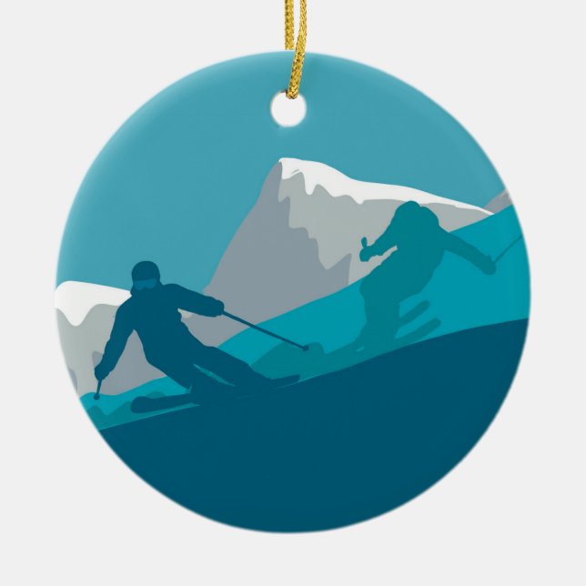All Mountain Skiing  Ceramic Ornament (Front)