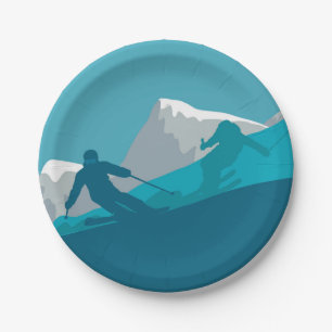 All Mountain Skiing Paper Plate