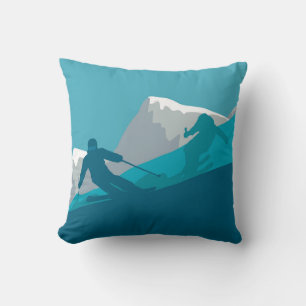 All Mountain Skiing Throw Pillow