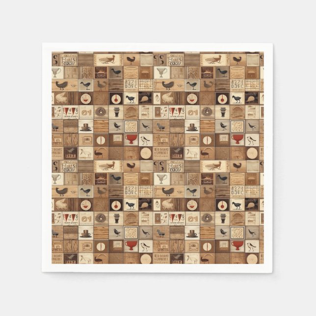 All My Coffee Patchwork Quilt Pattern No2 Napkin (Front)