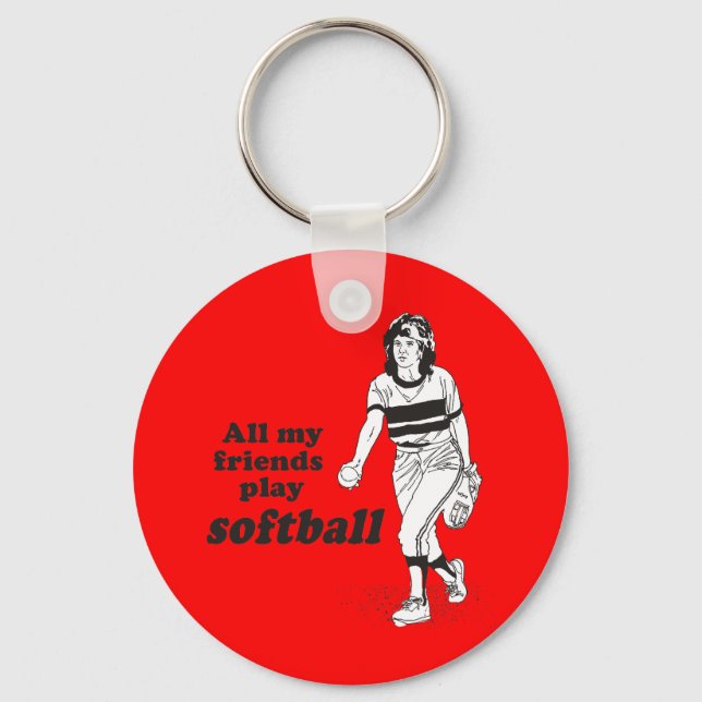 All my friends play softball keychain (Front)