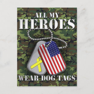 All My Heroes Wear Dog Tags - Camo Postcard