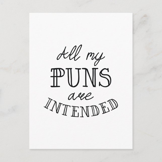 All My Puns Are intended Postcard (Front)