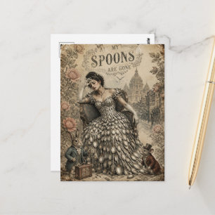 All My Spoons Are Gone Fantasy Cute Critters Lady Postcard