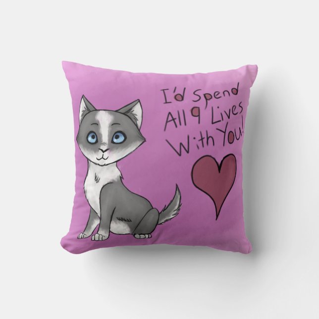 All Nine Lives Throw Pillow (Front)