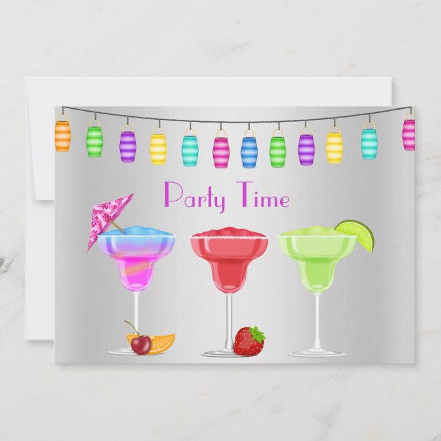ALL OCCASION BEACH COCKTAIL PARTY INVITATION SILVE (Front)