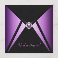 All Occasion Black Purple Party Invitations