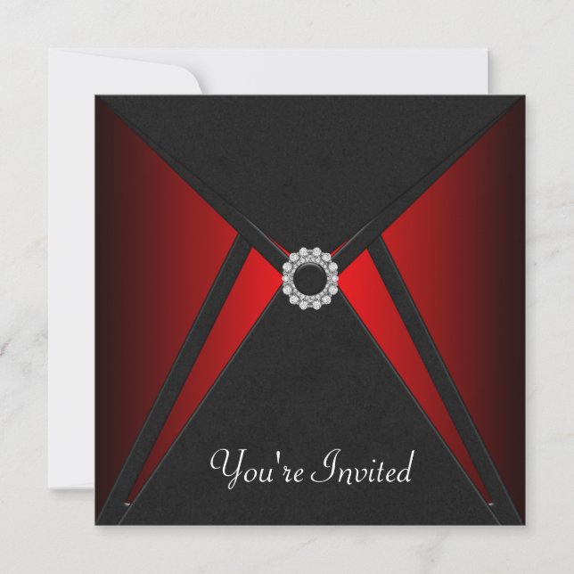 All Occasion Black Red Invitation Template (Front)