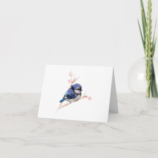 All Occasion Blue Jay Bird Folded Greeting Card (Front)