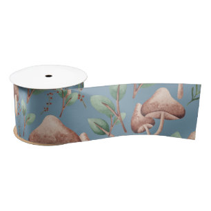 All Occasion Dusty Blue Eucalyptus Forest Mushroom Satin Ribbon