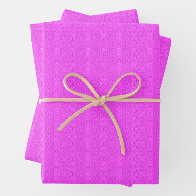 All-Occasion Elegant Abstract Pattern in Neon Pink Wrapping Paper Sheet (In situ)