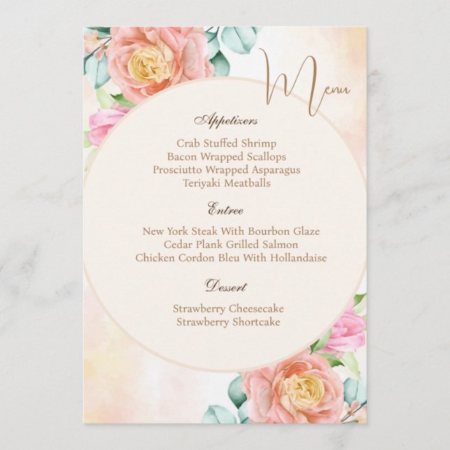 All Occasion Flat Menu Card (Front)
