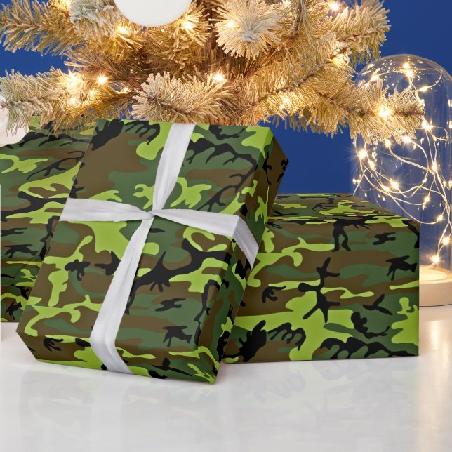 All-occasion green/black hunter camouflage wrapping paper (Holidays)