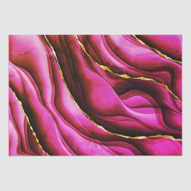 All Occasion Hot Pink Marble Gold Glitter  Tissue Paper (Front)