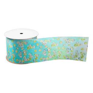 All Occasion Luxury Aqua Blue Green Sequins Satin Ribbon