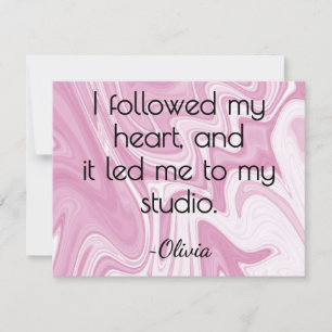 All-Occasion Name Pink and White Marbled Ink Flat Card