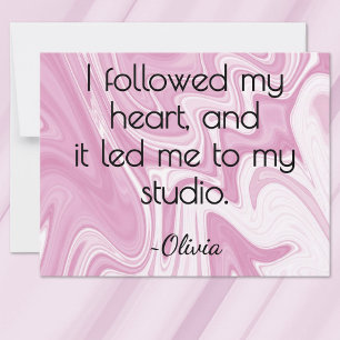 All-Occasion Name Pink and White Marbled Ink Flat Card