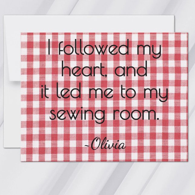 All-Occasion Name Red and White Gingham Flat Card (Creator Uploaded)