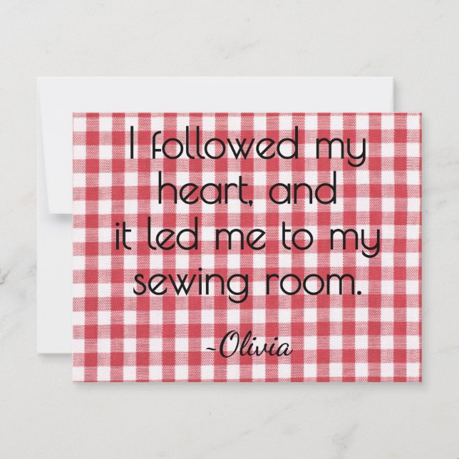 All-Occasion Name Red and White Gingham Flat Card (Front)
