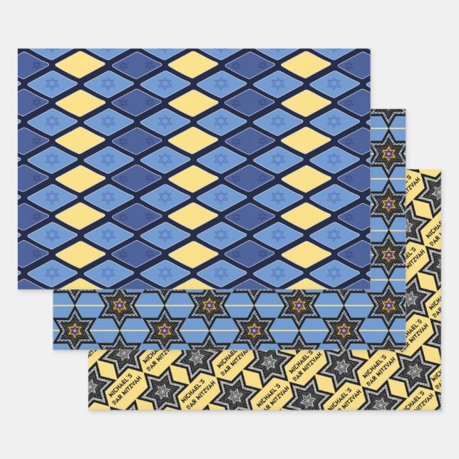 All-Occasion Stars of David Personalized Wrapping Paper Sheet (Set)