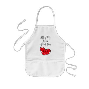All of Me Love All of You Quote Red Heart Kids Apron
