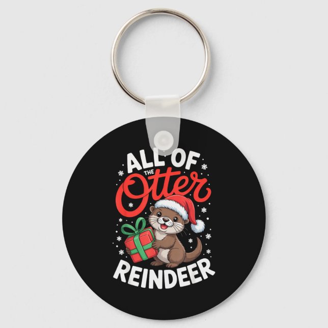 All Of The Otter Reindeer, Sea Otter Christmas Paj Keychain (Front)