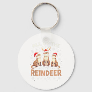 All Of The Otter Reindeer Xmas Santa Hat Funny Chr Keychain