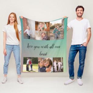 All Our Heart Green Pink Gradient Collage Fleece Blanket