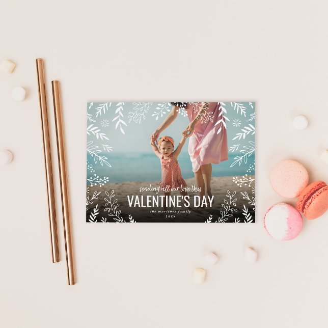 All Our Love Botanical Overlay Photo Valentine Holiday Card (Creator Uploaded)