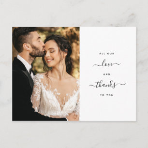 All Our Love Modern Script Thank you Photo Wedding Postcard