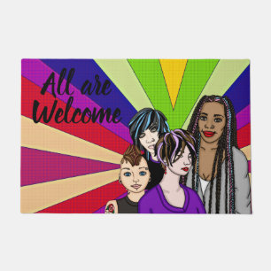 All our Welcome   Colourful Diverse Pop Art  Doormat