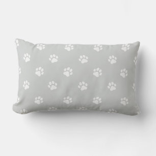 All Over Animal Paw Print Grey Lumbar Pillow