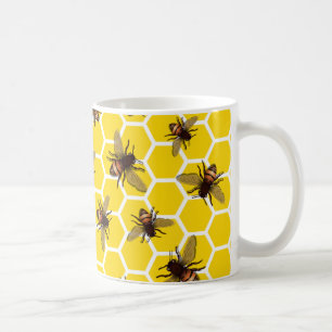 All Over Bees on Honeycomb Cup Mug