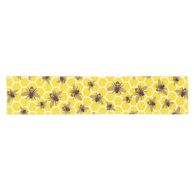 All Over Bees on Honeycomb Table Runner (Horizontal)