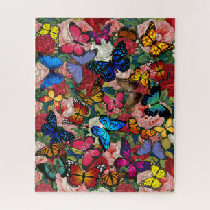 All Over Butterflies and Roses Butterfly Design Jigsaw Puzzle