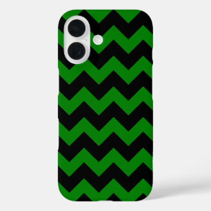 All Over Chevron Print Kelly Green and Black iPhone 16 Case