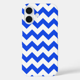 All Over Chevron Print White and Blue Zig Zags iPhone 16 Case