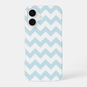 All Over Chevron Print White and Pale Powder Blue iPhone 16 Case