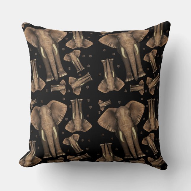 All over Elephant Pattern Throw Pillow 20" x 20" (Front)