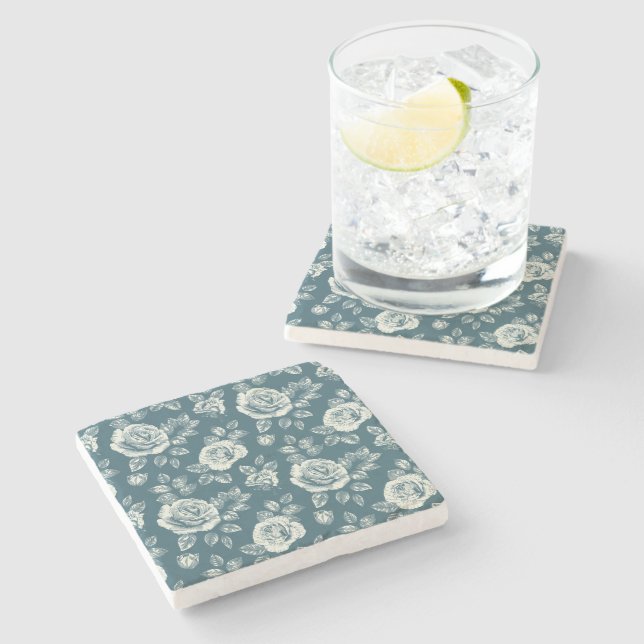 All Over Floral Stone Coaster (Side)