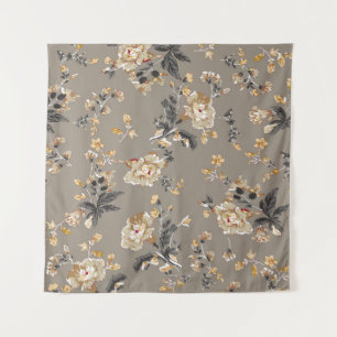 All over flowers pattern on brown backgroundflower tapestry