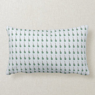All-over guitar print on pale pastel blue lumbar pillow