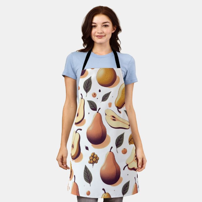 All Over Pears Pattern  Apron (Worn)